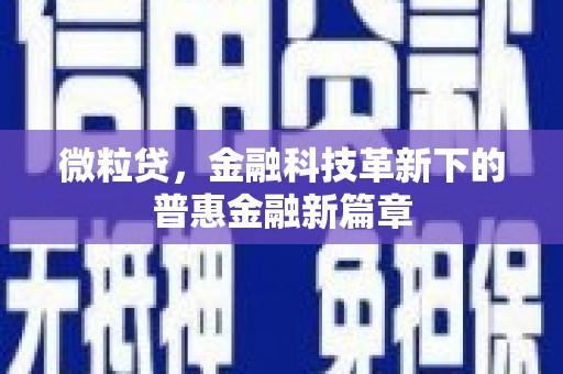 崆峒微粒贷，金融科技革新下的普惠金融新篇章