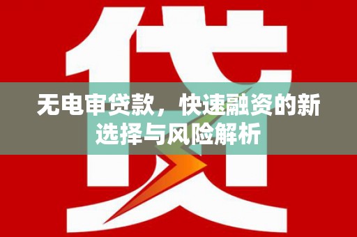 崆峒无电审贷款，快速融资的新选择与风险解析