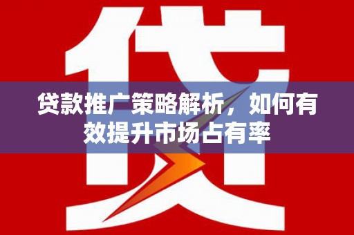崆峒贷款推广策略解析，如何有效提升市场占有率
