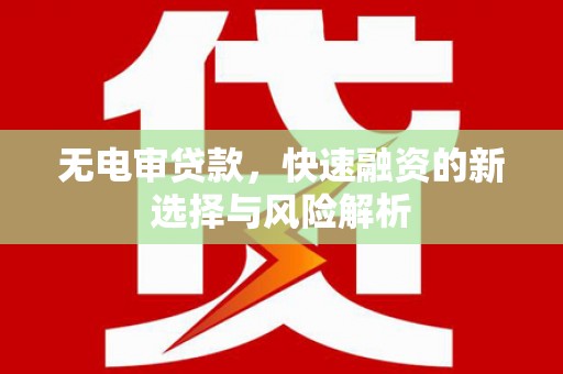 崆峒无电审贷款，快速融资的新选择与风险解析