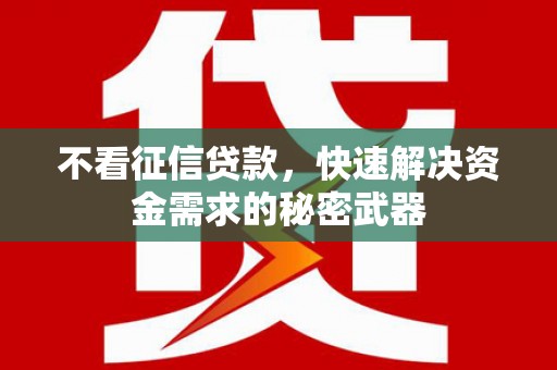 崆峒不看征信贷款，快速解决资金需求的秘密武器