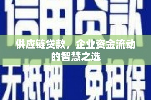 崆峒供应链贷款，企业资金流动的智慧之选
