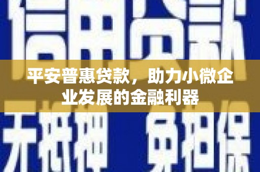 崆峒平安普惠贷款，助力小微企业发展的金融利器