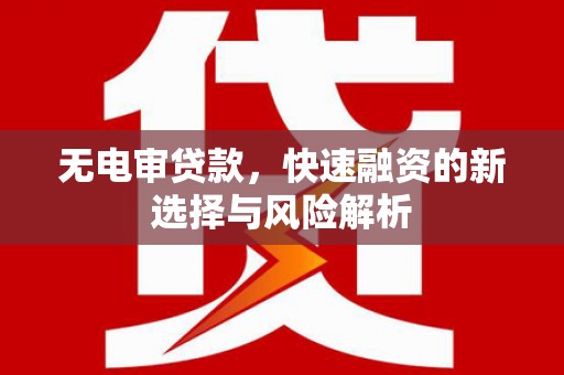 崆峒无电审贷款，快速融资的新选择与风险解析