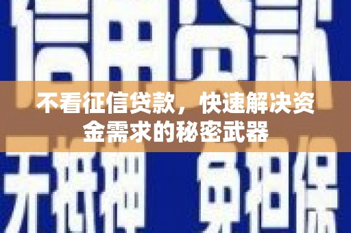 崆峒不看征信贷款，快速解决资金需求的秘密武器