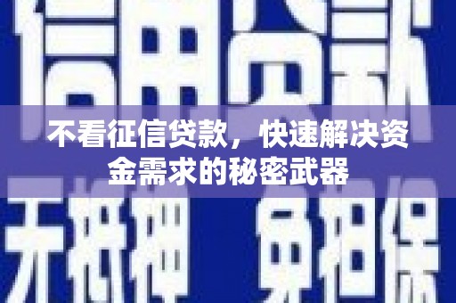 崆峒不看征信贷款，快速解决资金需求的秘密武器
