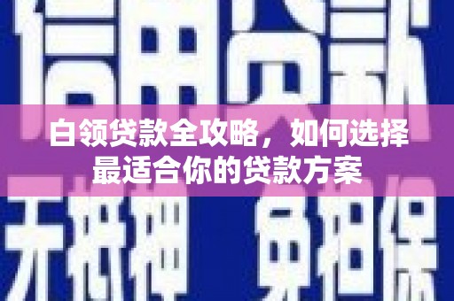 崆峒白领贷款全攻略，如何选择最适合你的贷款方案